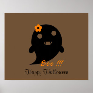 Cute Ghost med blomma och Ord ’Boo’ Poster