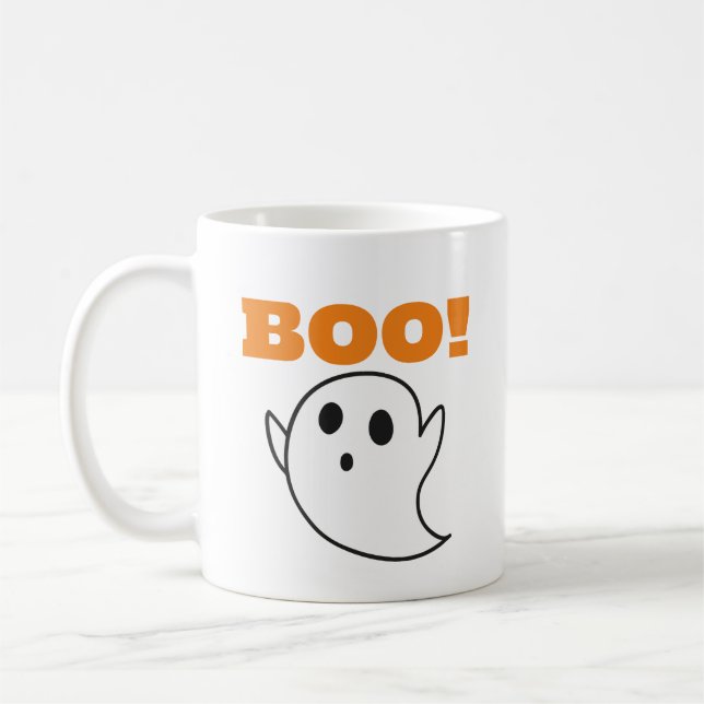 Cute Ghost med BOO! ord! Kaffemugg (Vänster)