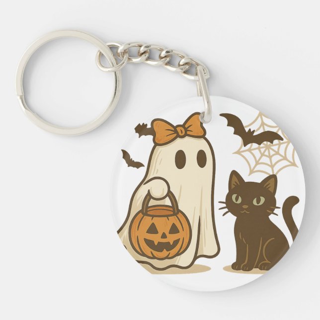 Cute Ghost med Bow and Black Cat - Akta Spook (Framsidan)