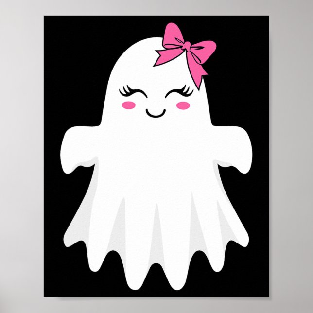 Cute Ghost med Bow Boo Halloween Costume for Girl Poster (Framsidan)
