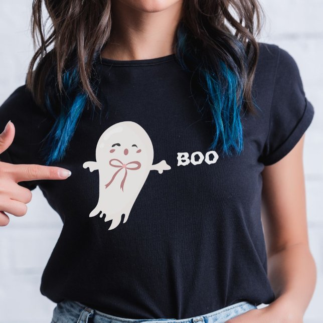 Cute Ghost med Bow Boo T Shirt (Skapare uppladdad)