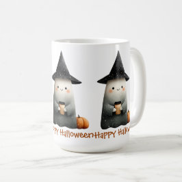 Cute Ghost med Coffee Halloween Kaffemugg