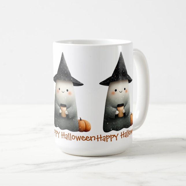 Cute Ghost med Coffee Halloween Kaffemugg (Framsida höger)