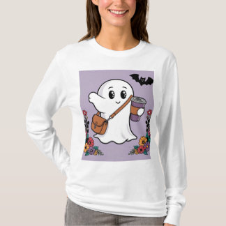 Cute Ghost med kaffe och Snyggt Bag T Shirt