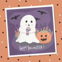 Cute Ghost med Kall Pumpkin Spice Latte Napkins