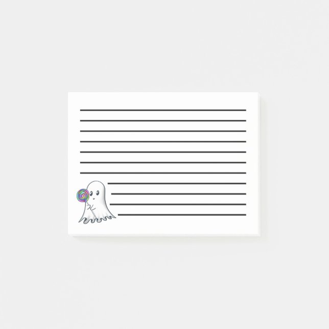 Cute Ghost med Lolipop Post-it Notes Block (Framsida)