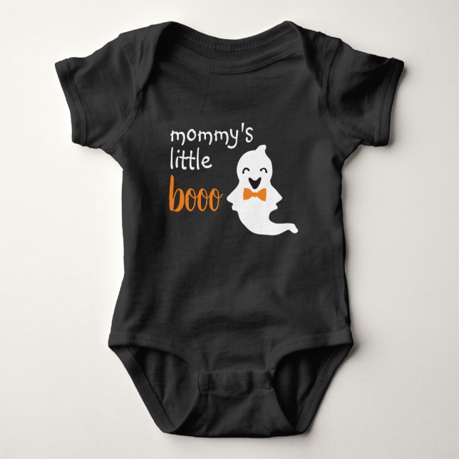 Cute Ghost med Orange Bow Tie Mamma Little Boo T Shirt (Framsida)