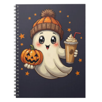 Cute Ghost med Pumpkin & Coffee Spiral bärbar dato Anteckningsbok