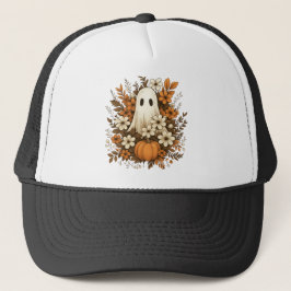 Cute Ghost med Pumpkin & Fall Flowers - Halloween Keps