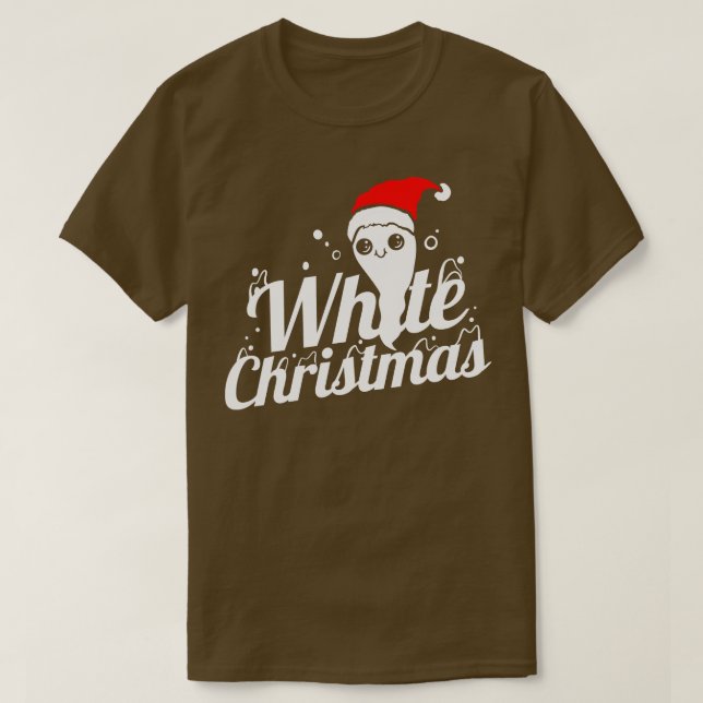 Cute Ghost med Santa Hat Brings White jul H T Shirt (Design framsida)