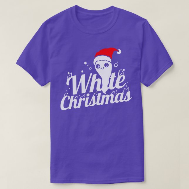 Cute Ghost med Santa Hat Brings White jul H T Shirt (Design framsida)