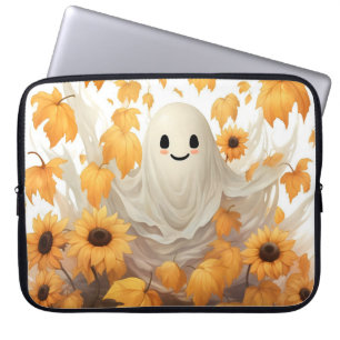 Cute Ghost med Solblommor Bag Laptop Fodral