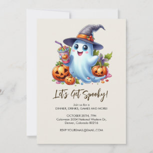 Cute Ghost med spooky drinkar, Halloween Inbjudningar