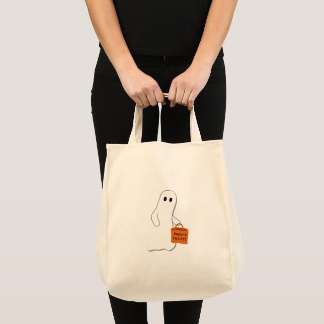 Cute Ghost med Treat Bag Personlig Bag Tygkasse (Framsida (produkt))