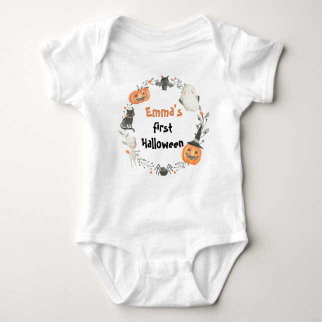 Cute Ghost Min första Halloween Baby Bodykostym T Shirt (Framsida)