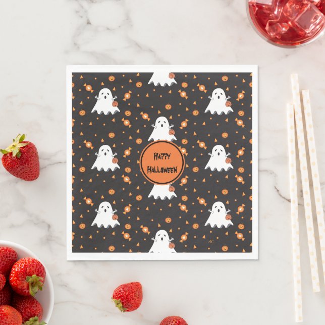 Cute Ghost Mönster Halloween Pappra Napkins Pappersservett (Insitu)