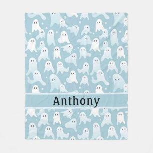 Cute Ghost Mönster Light Blue Fleecefilt