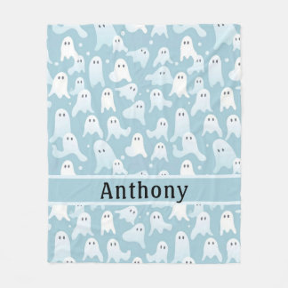 Cute Ghost Mönster Light Blue Fleecefilt