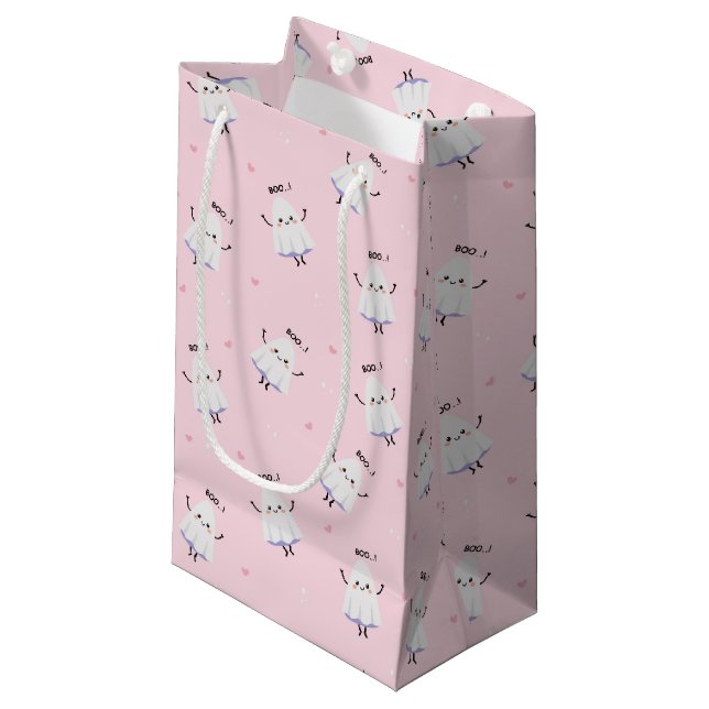 Cute Ghost Mönster på Rosa Background (Framsidan Vinklad)