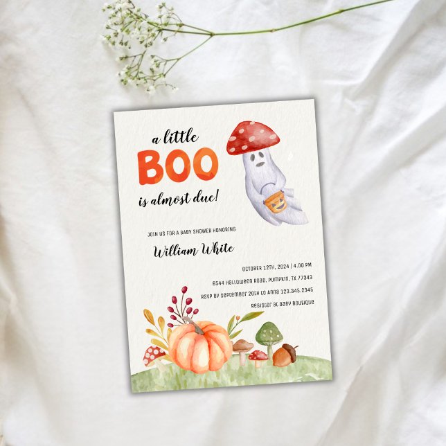 Cute Ghost Mushroom Halloween Fall Baby Shower Inbjudningar (Cute Ghost Mushroom Halloween Fall Baby Shower Invitation)