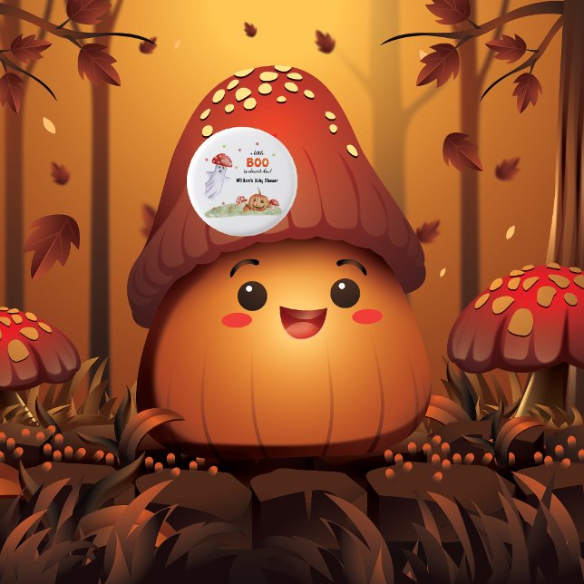Cute Ghost Mushroom Halloween Fall Baby Shower Knapp (Cute Ghost Mushroom Halloween Fall Baby Shower Button)