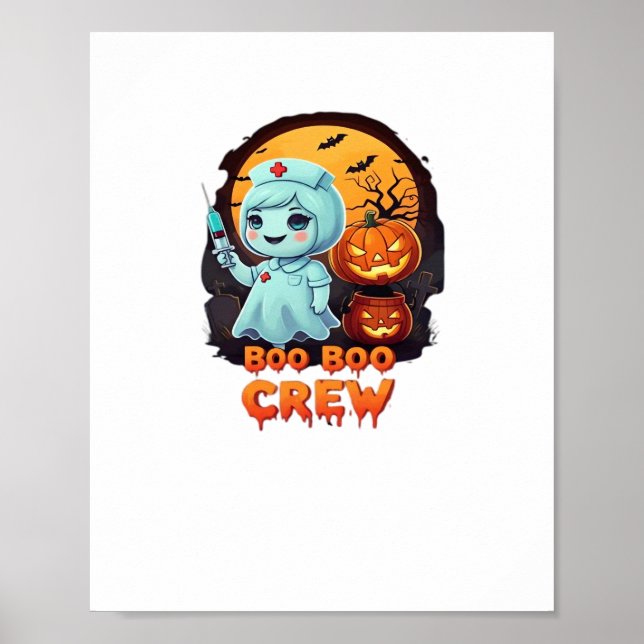 Cute Ghost Nurse - Boo Boo Crew Halloween Roligt C Poster (Framsidan)