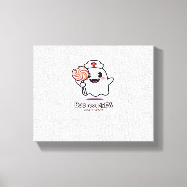 Cute Ghost Nurse Boo Crew Halloween Classic T- Canvastryck (Framsida)