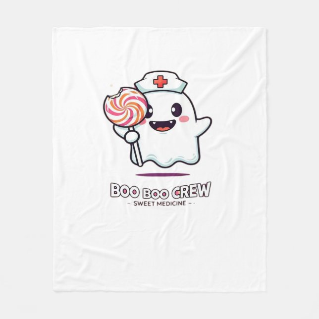 Cute Ghost Nurse Boo Crew Halloween Classic T- Fleecefilt (Framsidan)