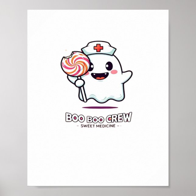 Cute Ghost Nurse Boo Crew Halloween Classic T- Poster (Framsidan)
