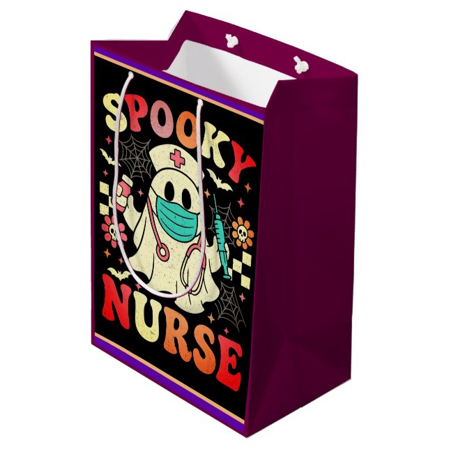 Cute Ghost Nurse Halloween Graphic Retro Pastels (Baksidan Vinklad)