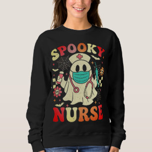 Cute Ghost Nurse Halloween Graphic Retro Pastels T Shirt