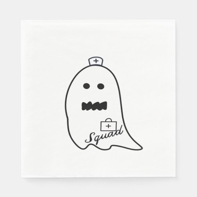 Cute Ghost Nurse Halloween Hand plockade Hospital  Pappersservett (Framsidan)