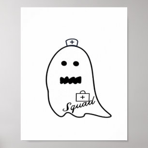 Cute Ghost Nurse Halloween Hand plockade Hospital Poster