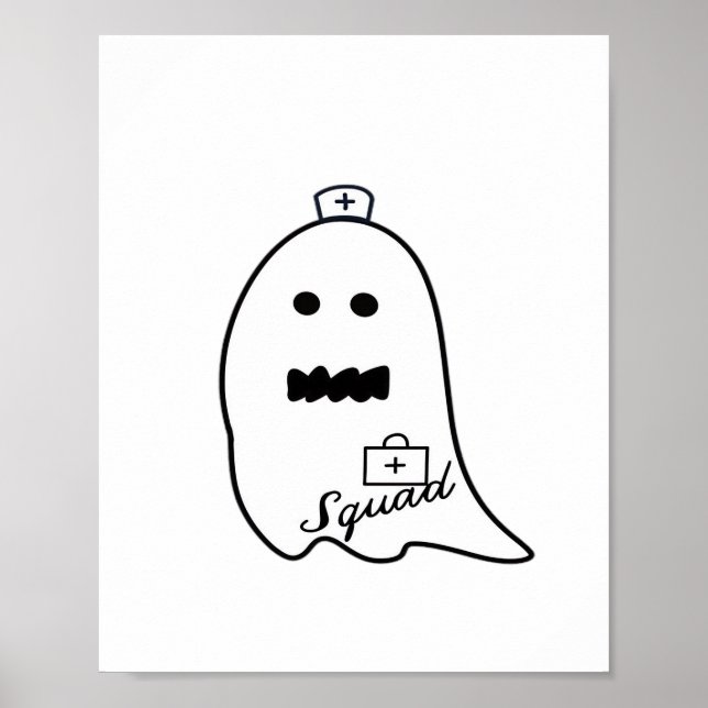 Cute Ghost Nurse Halloween Hand plockade Hospital  Poster (Framsidan)