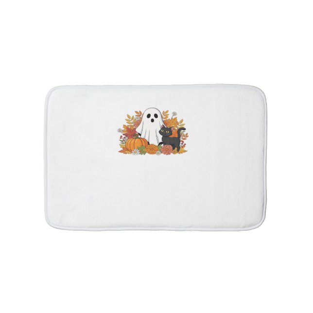 Cute Ghost och Black Cat Classic T-Shirt Badrumsmatta (Framsidan)