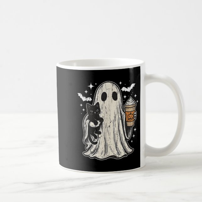Cute Ghost och Cat, Cute Halloween Spöken Kaffemugg (Höger)