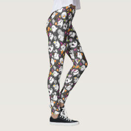 Cute Ghost och Grav Stones Halloween Leggings