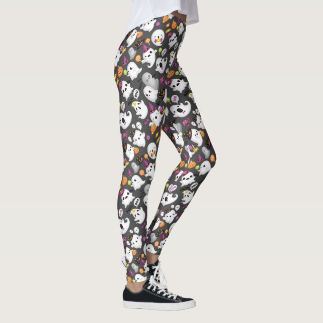 Cute Ghost och Grav Stones Halloween Leggings (Höger)