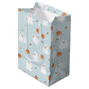 Cute Ghost och Pumpkin Blue Halloween Mönster