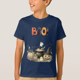 Cute Ghost och Pumpkin BOO Kids Halloween T-Shirt