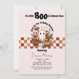 Cute Ghost och Pumpkin Fall Halloween Baby Shower Inbjudningar