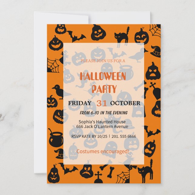 Cute Ghost och Pumpkin Halloween Inbjudningar (Framsida)