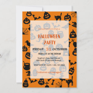 Cute Ghost och Pumpkin Halloween Inbjudningar