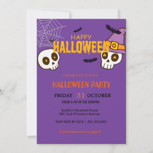 Cute Ghost och Pumpkin Halloween Inbjudningar