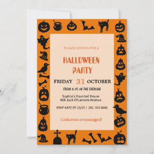 Cute Ghost och Pumpkin Halloween Inbjudningar
