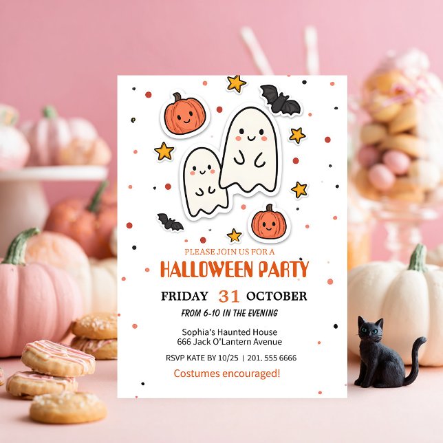 Cute Ghost och Pumpkin Halloween Inbjudningar (Skapare uppladdad)