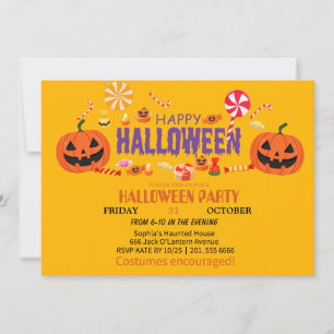 Cute Ghost och Pumpkin Halloween Inbjudningar