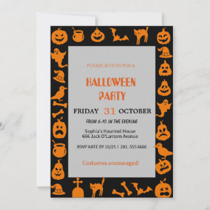 Cute Ghost och Pumpkin Halloween Inbjudningar