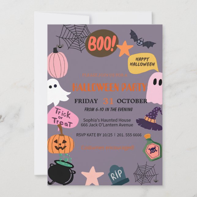 Cute Ghost och Pumpkin Halloween Inbjudningar (Framsida)