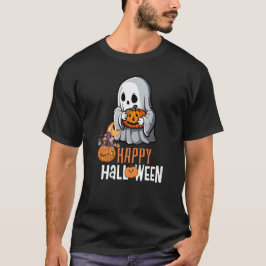 Cute Ghost och Pumpkin "Happy halloween" T-shirt